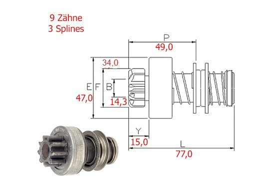 Freilauf 16208034 Freilauf BOSCH/9Zähne CW/9Z/35mm