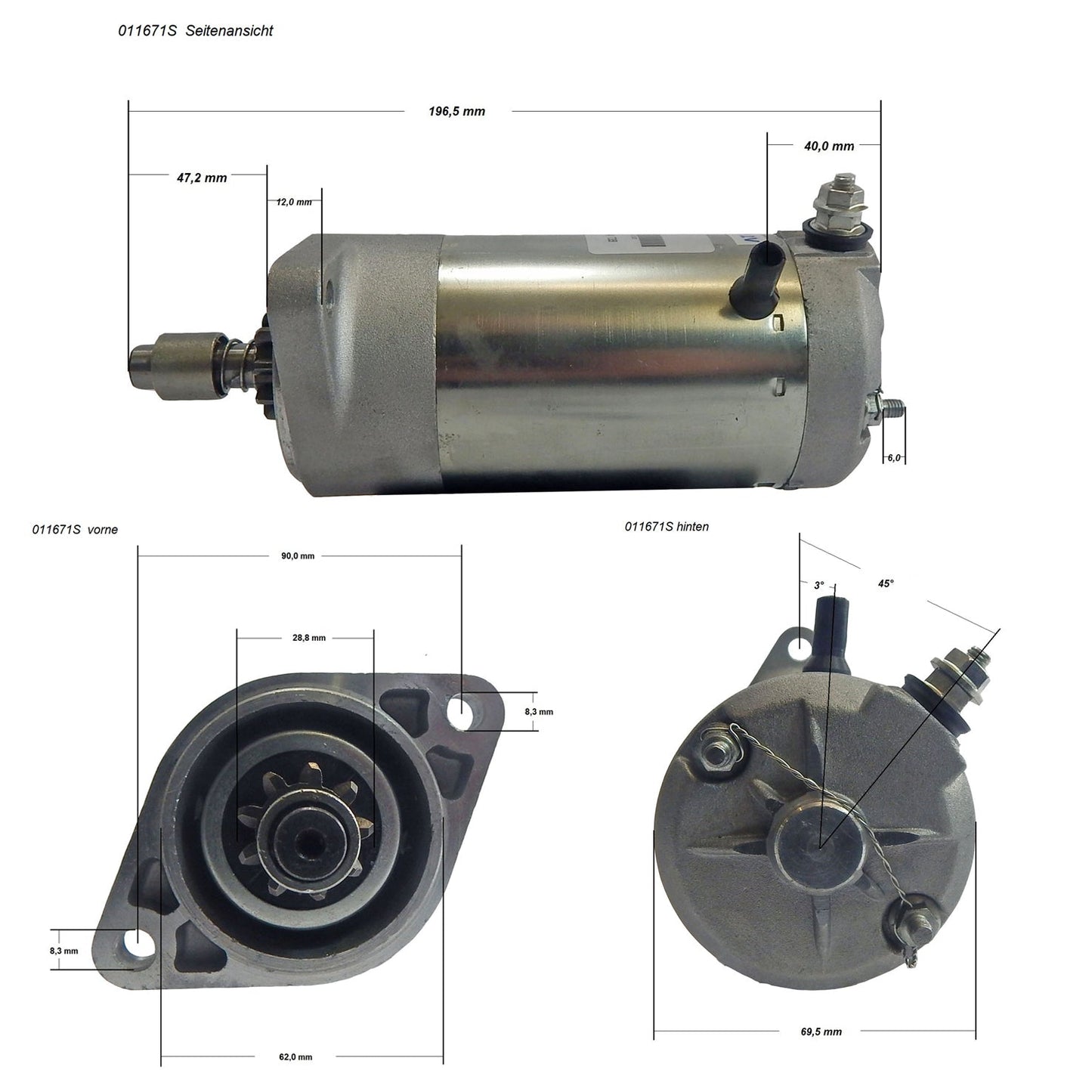 Anlasser 011671S Starter DENSO/SCHIEBEL 12V 0.6KW CW / 9Z