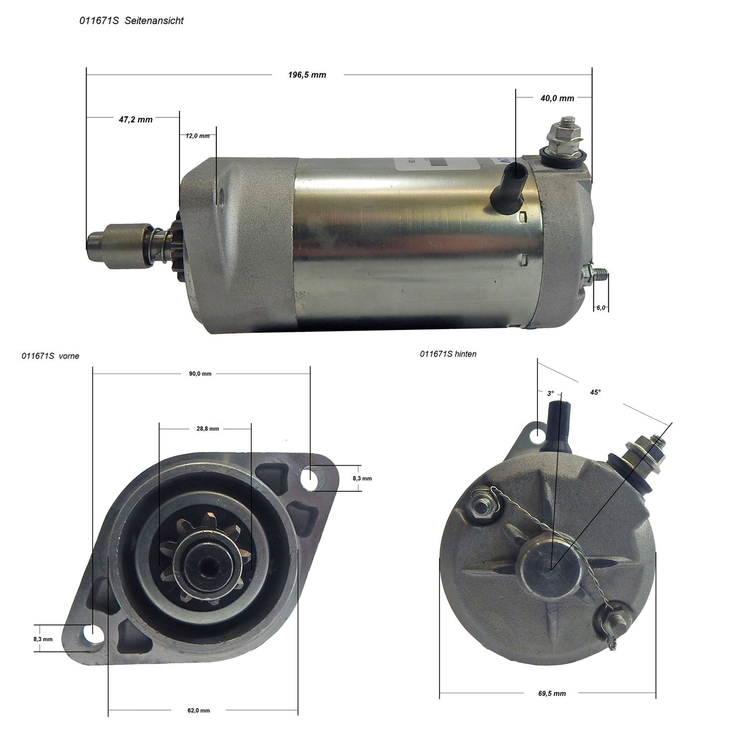 Anlasser 011671S Starter DENSO/SCHIEBEL  12V 0.6KW CW / 9Z 