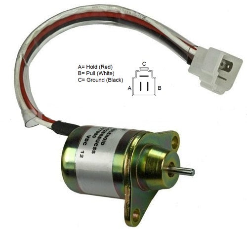 Stop-Solenoid 274850 SHUT DOWN YANMAR  12V Flat connector  für 3TNV88-GGEH, YANMAR